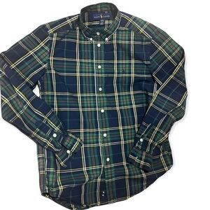 RALPH LAUREN BUTTON DOWN GREEN BLUE RED PLAID SIZE L BOYS 10/12